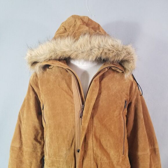 Wilsons Leather M Julian Suede Parka Coat Mens Small Brown Heavy Winter - Picture 2 of 16